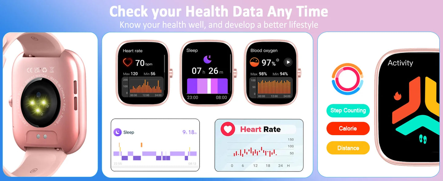 Nerunsa Smart Watch IP68 Waterproof Fitness Tracker