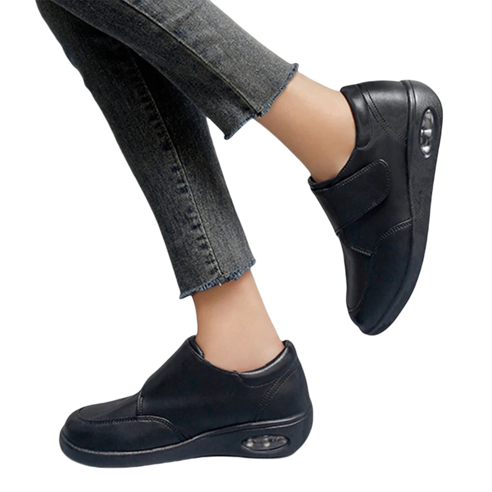 Women Diabetic Shoes Leather Walking Shoes Comfortable Lightweight Edema Sneakers Air Cushioned Shoes for Plantar Fasciitis