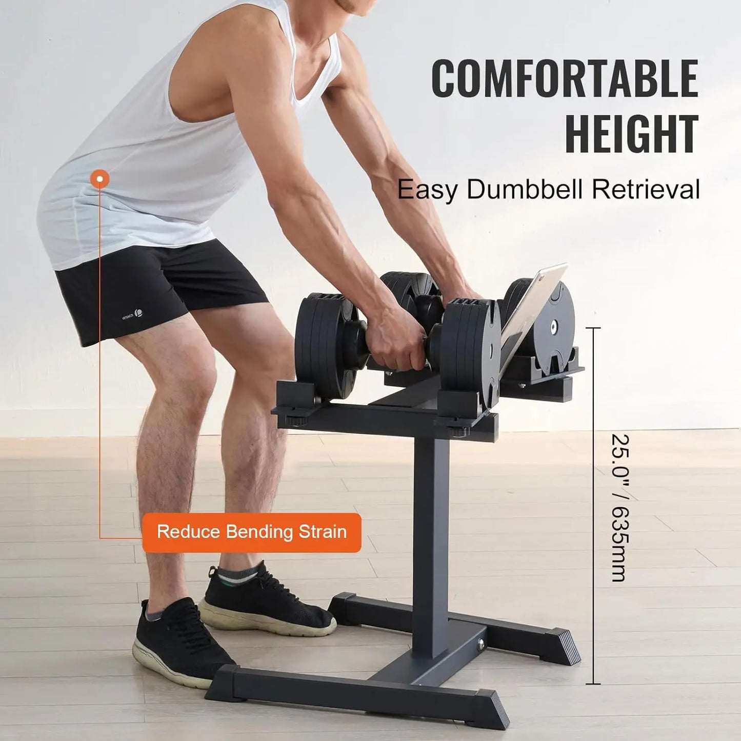 Adjustable Dumbbell Stand, up to 160 Pound Home Fitness Rack and Stand with Media Rack, Safe and Convenient Dumbbell Weight Hold