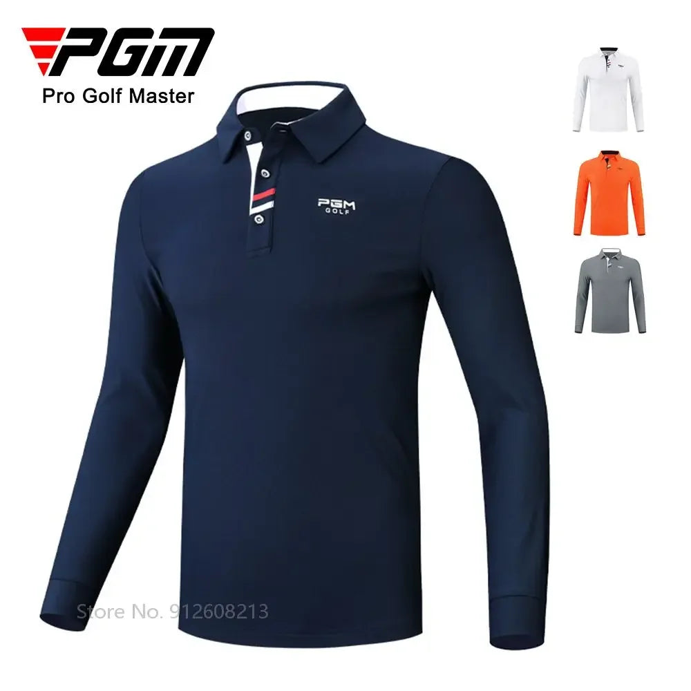 PGM Mens Long Sleeve Golf Shirt Warm Stretch Top Casual