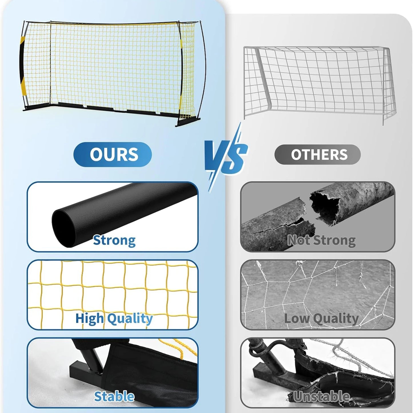 HiMISS Portable Soccer Goal With Metal Frame And Durable Net