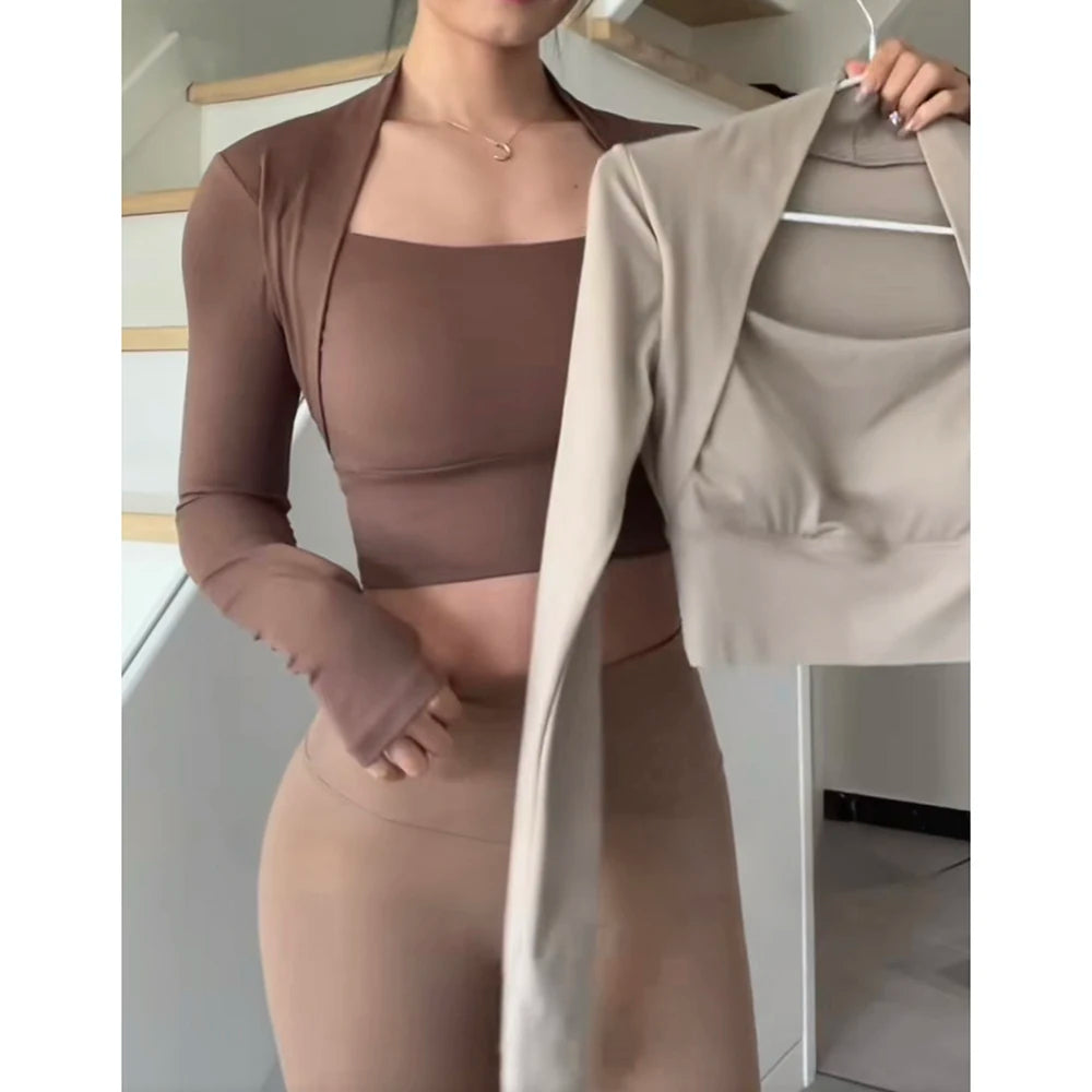 CN Fitness Chest Cushion Top Women Long Sleeve Shirt Yoga