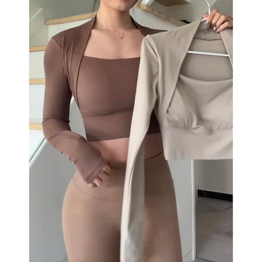 CN Fitness Chest Cushion Top Women Long Sleeve Shirt Yoga