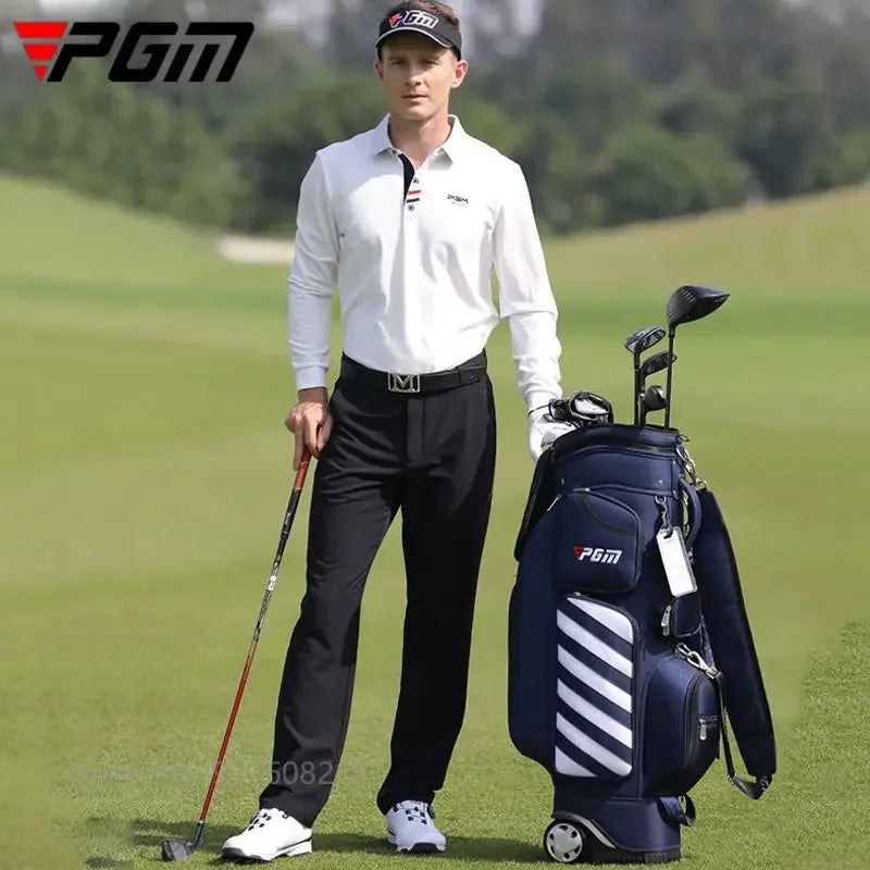 PGM Mens Long Sleeve Golf Shirt Warm Stretch Top Casual