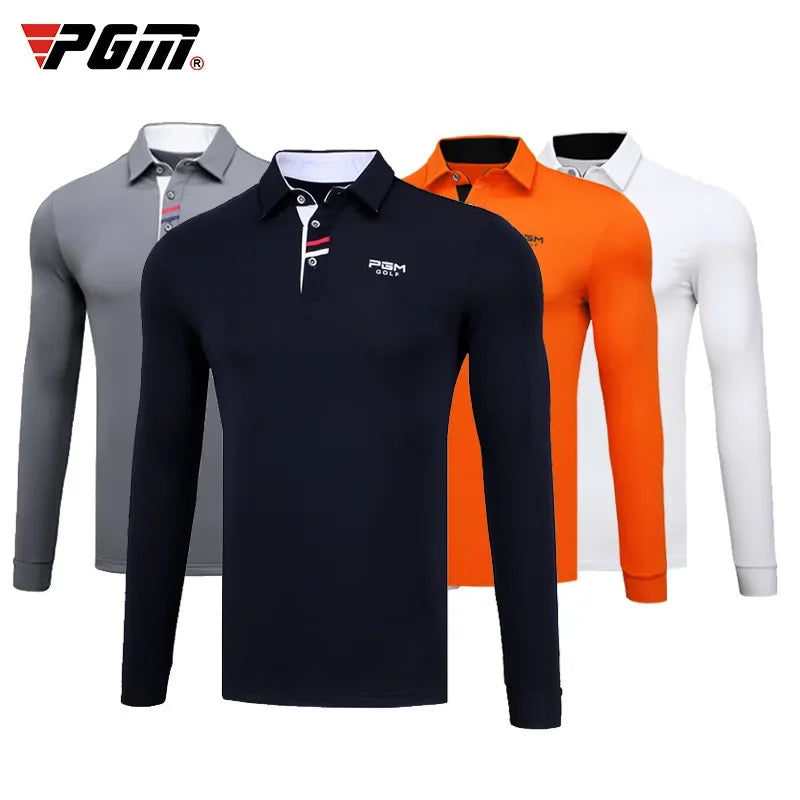 PGM Mens Long Sleeve Golf Shirt Warm Stretch Top Casual