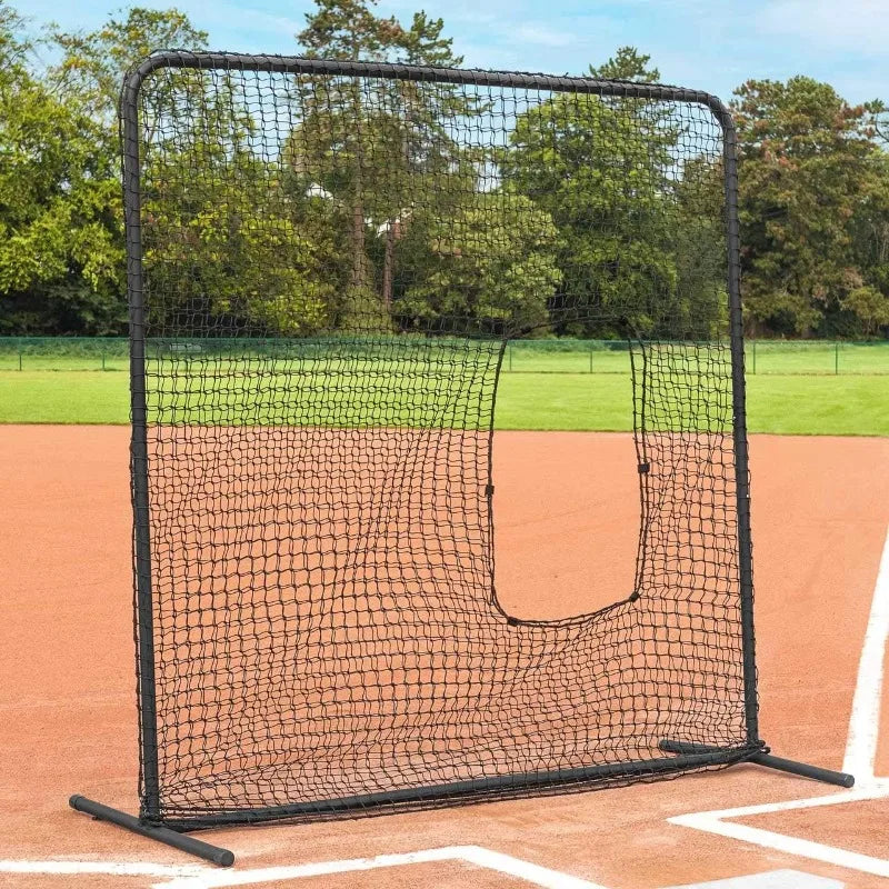FORTRESS Pitching Screen – Perfect Net & Batting Technique for Pitchers Softball & Baseball - Out Through Net [7ft x 7ft]