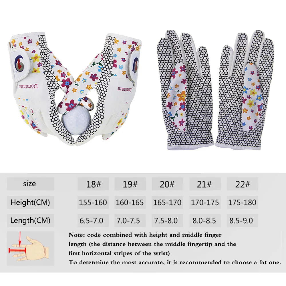 Breathable Floral Golf Gloves for Women and Ladies Pair