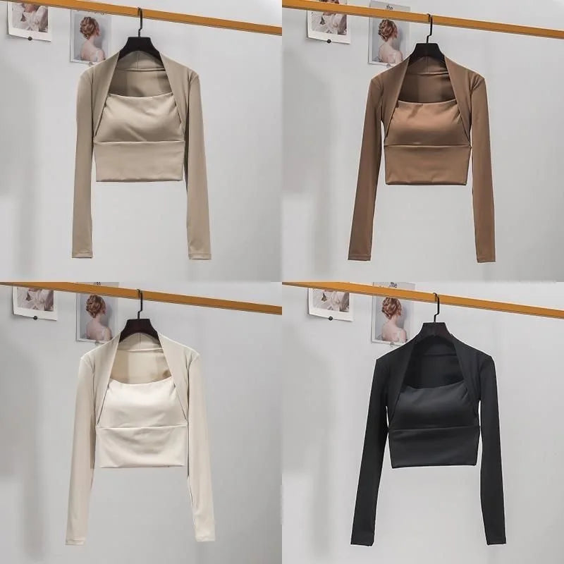 CN Fitness Chest Cushion Top Women Long Sleeve Shirt Yoga