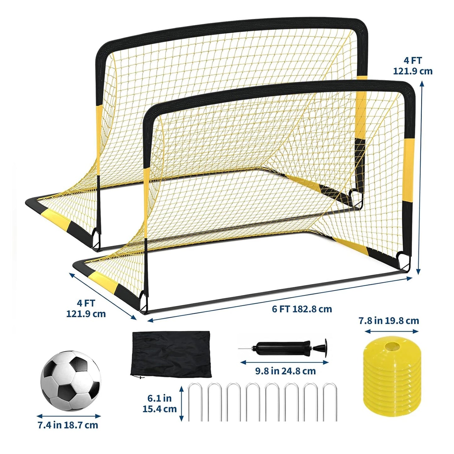 HiMISS 2 Pack Portable Backyard Soccer Goals Training Set