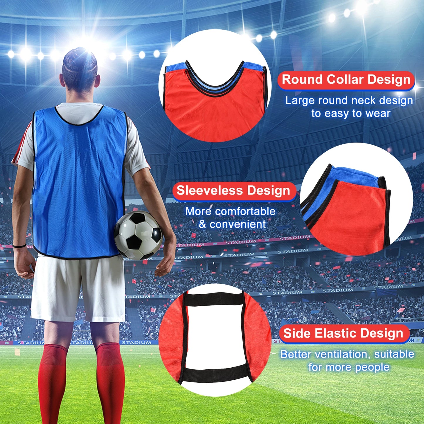 Green Soccer Training Vests 24pcs Durable Youth Football Pinnies