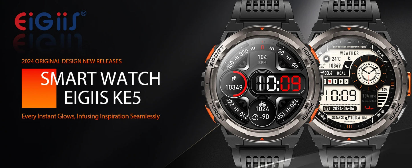 EIGIIS KE5 Smart Watch With Compass Altitude Barometer LED Flashlight