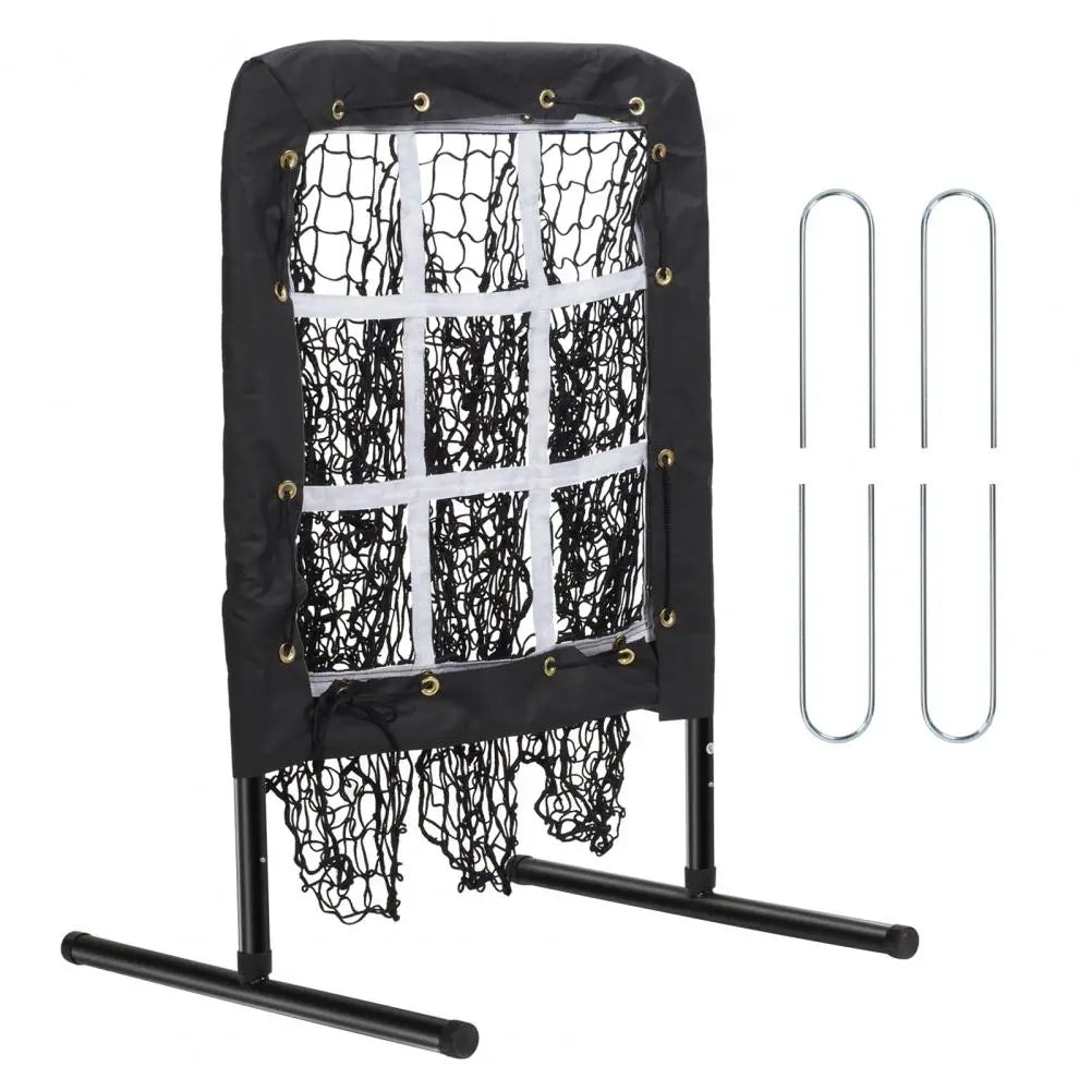 Baseball Pitching Net with Strike Zone, Softball Practice Net with Ground Stakes to Increase Stability, 9 Holes Outdoor Baseball