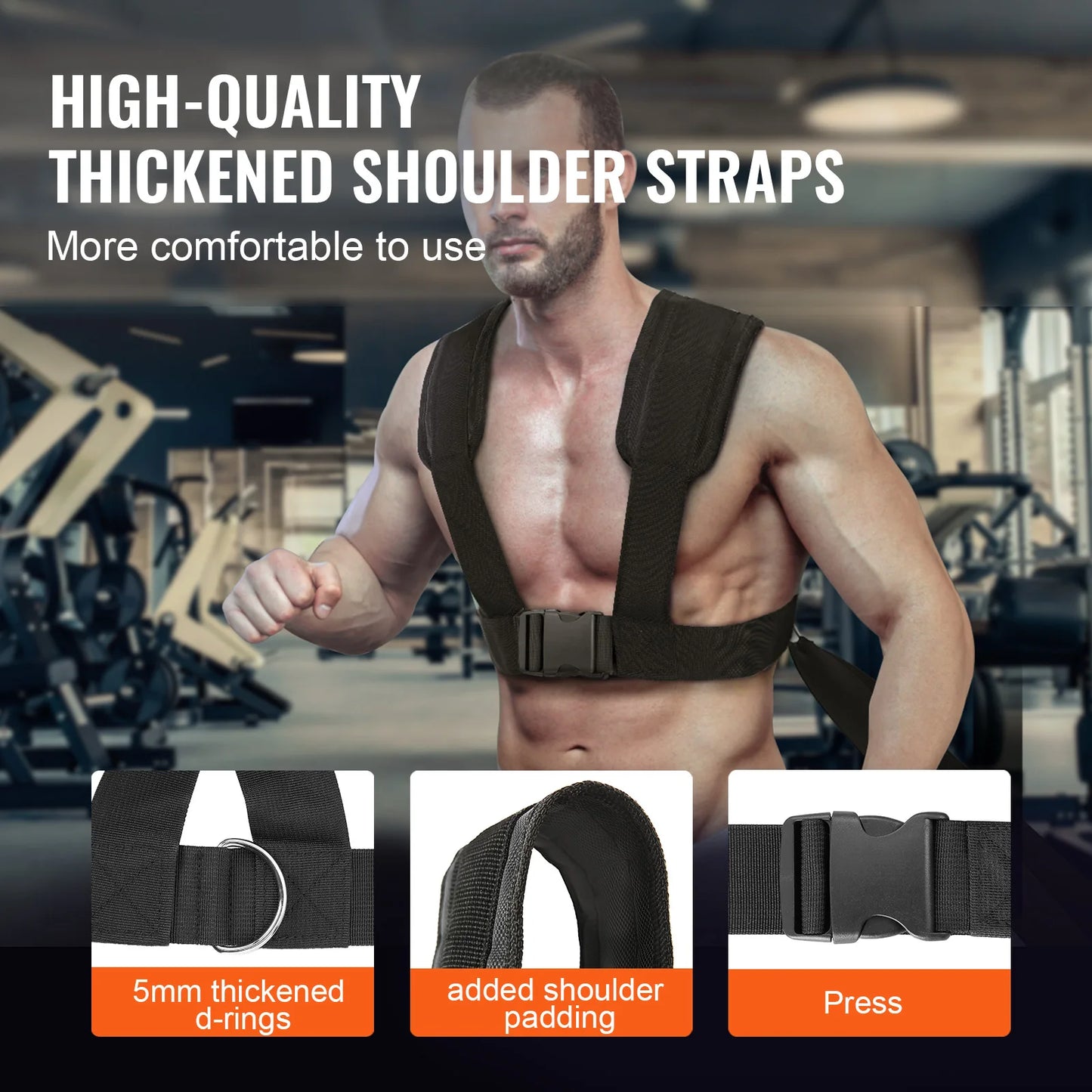 VEVOR Weight Training Sled Pull Push Power Sled with Handle, Fitness Strength Resistance Training, Steel Workout Equipment