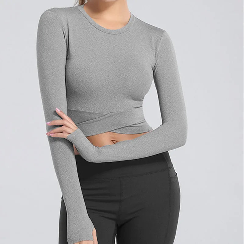 Women’s Quick Dry Long Sleeve Yoga Crop Top Sportswear