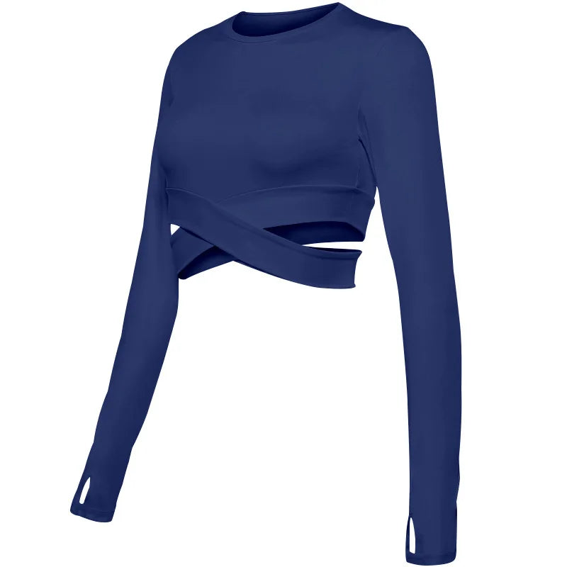 Women’s Quick Dry Long Sleeve Yoga Crop Top Sportswear