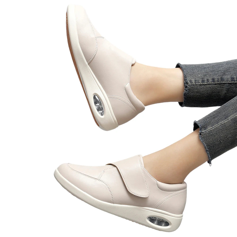 Women Diabetic Shoes Leather Walking Shoes Comfortable Lightweight Edema Sneakers Air Cushioned Shoes for Plantar Fasciitis
