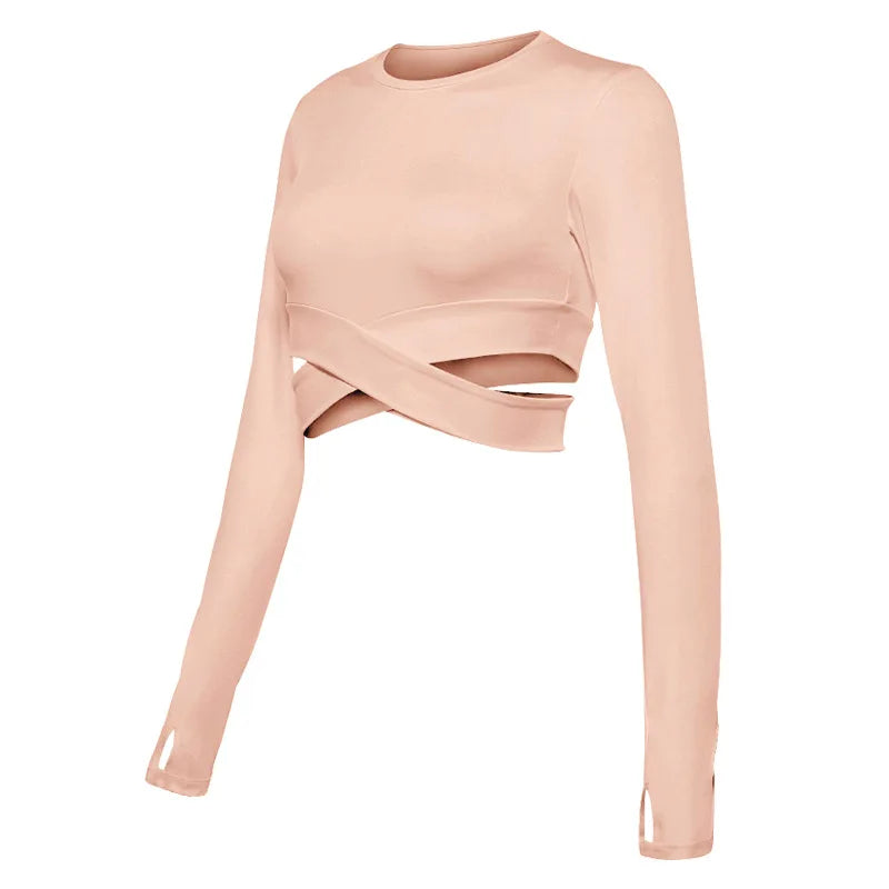 Women’s Quick Dry Long Sleeve Yoga Crop Top Sportswear