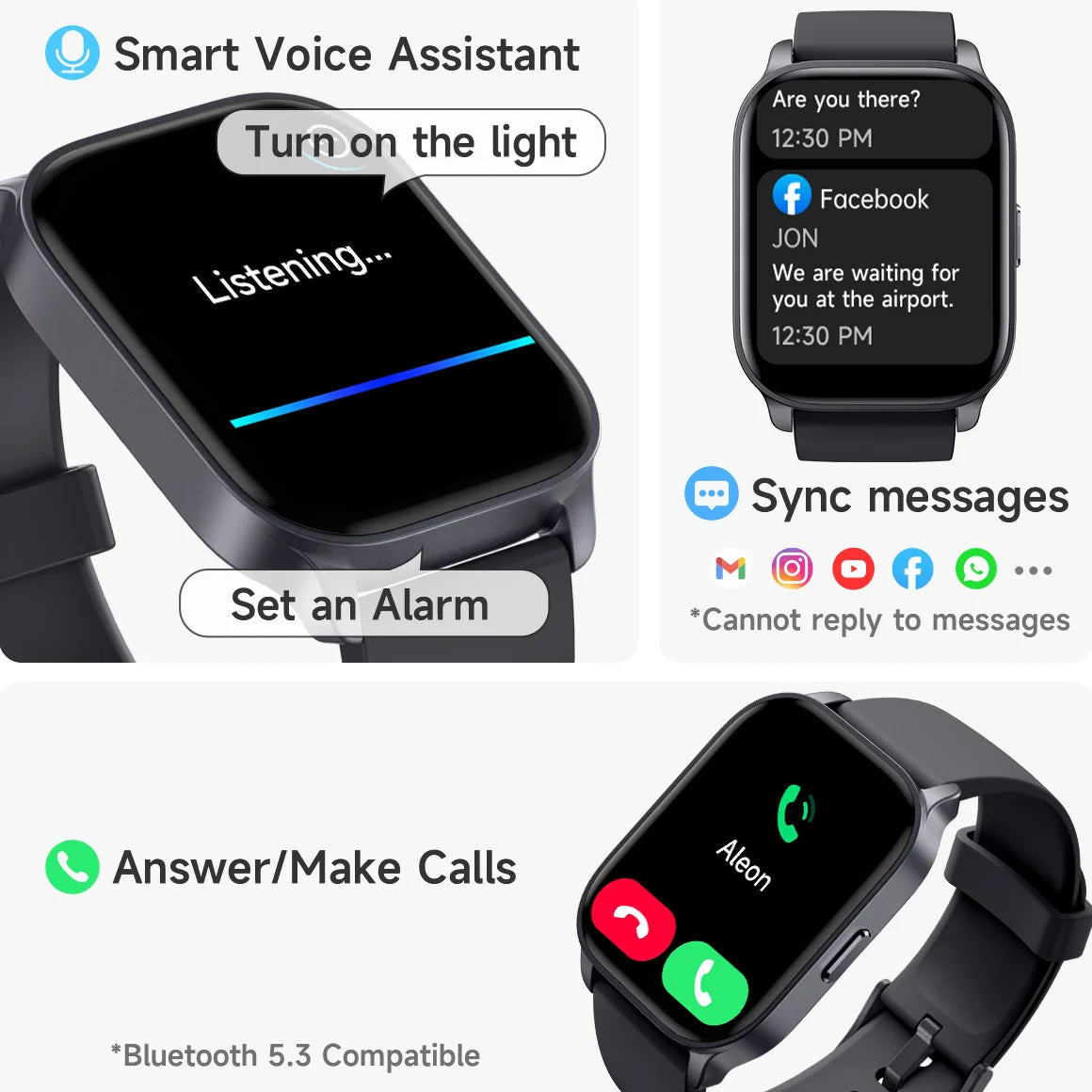 TOOBUR 2.01“ Smart Watch for Women With Answer/Make Calls，Alexa Built-in Fitness Track Smartwatcher 100 Sports/IP68 Waterproof