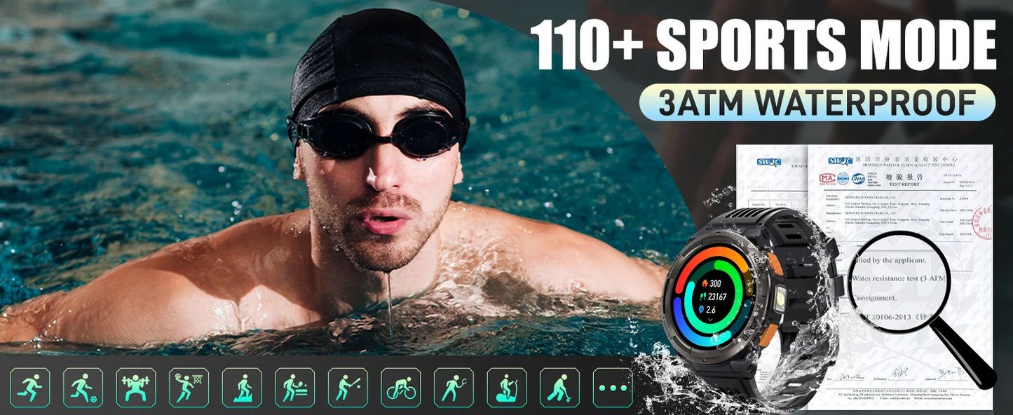 EIGIIS KE5 Smart Watch With Compass Altitude Barometer LED Flashlight