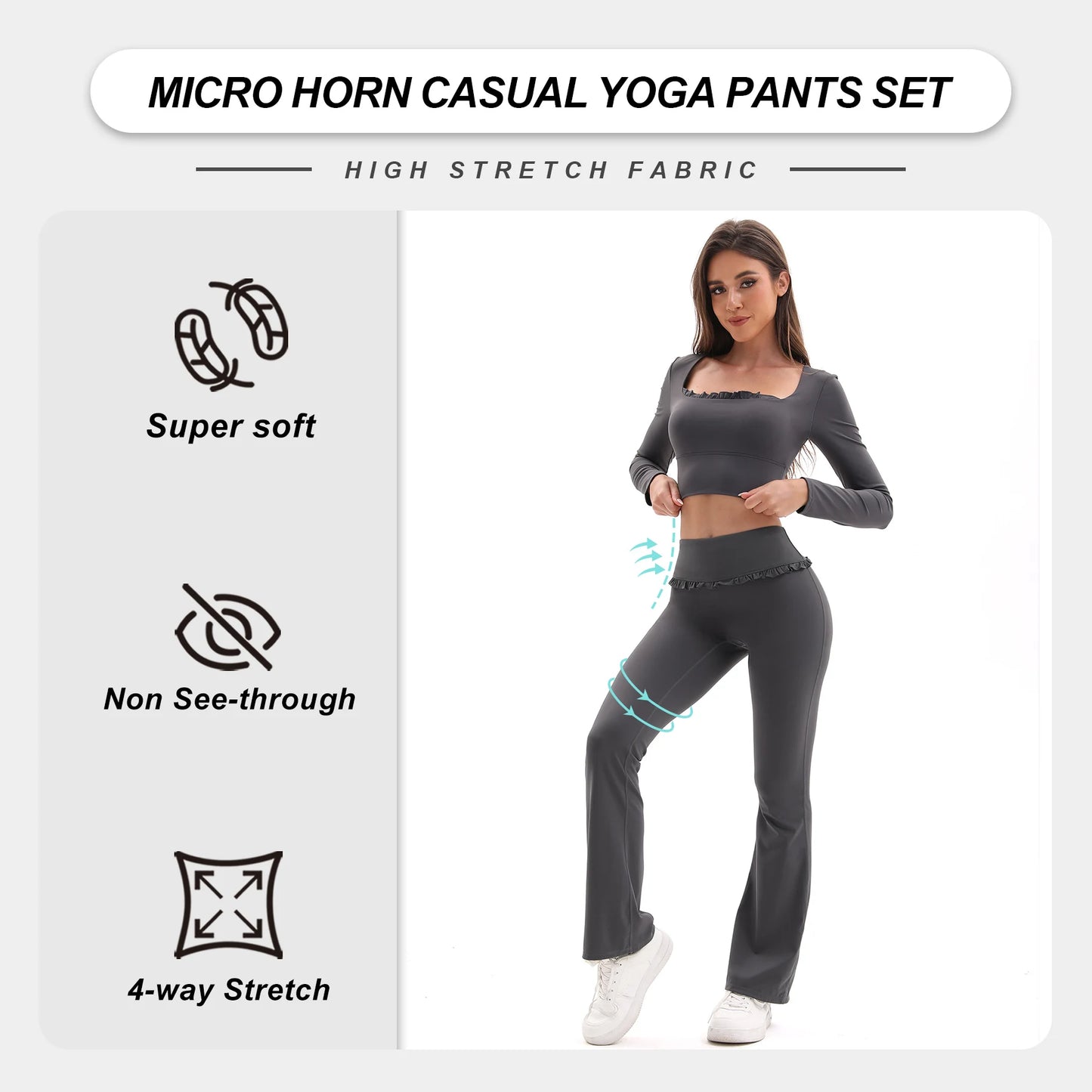 Jiangxi Floral Lace Yoga Set With High Waist Flare Pants