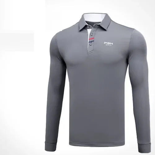 PGM Mens Long Sleeve Golf Shirt Warm Stretch Top Casual
