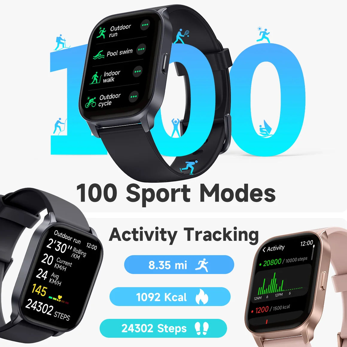 TOOBUR 2.01“ Smart Watch for Women With Answer/Make Calls，Alexa Built-in Fitness Track Smartwatcher 100 Sports/IP68 Waterproof