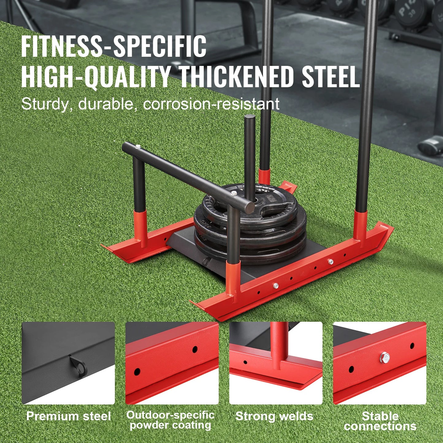 VEVOR Weight Training Sled Pull Push Power Sled with Handle, Fitness Strength Resistance Training, Steel Workout Equipment