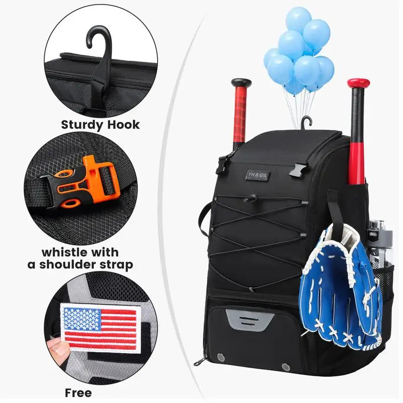 Baseball Equipment Bag Baseball Backpack with Shoe Compartment Softball Bat Bag for Youth Lightweight Softball Bat Backpack