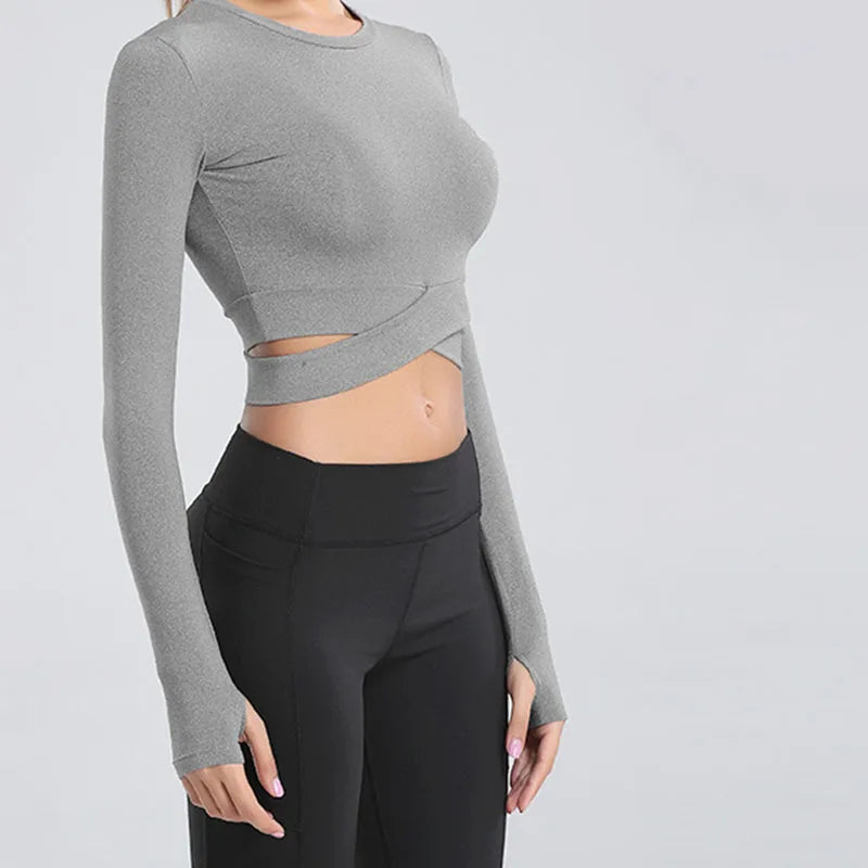 Women’s Quick Dry Long Sleeve Yoga Crop Top Sportswear