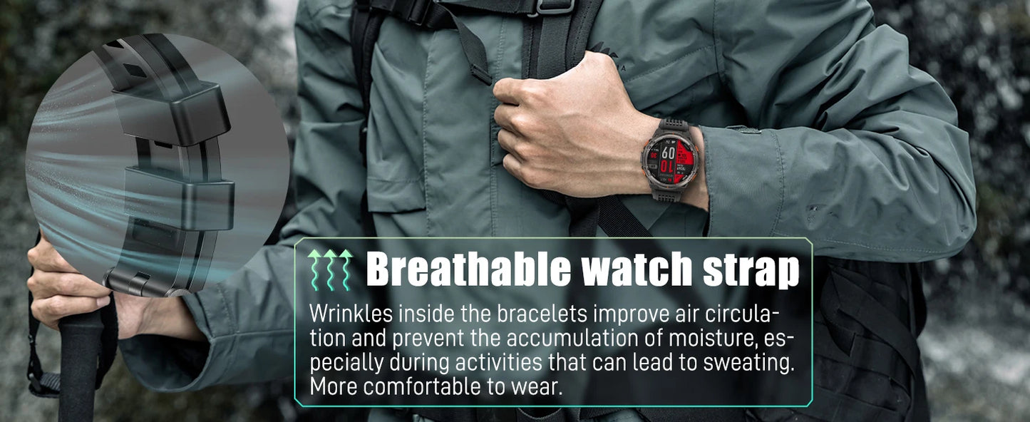 EIGIIS KE5 Smart Watch With Compass Altitude Barometer LED Flashlight