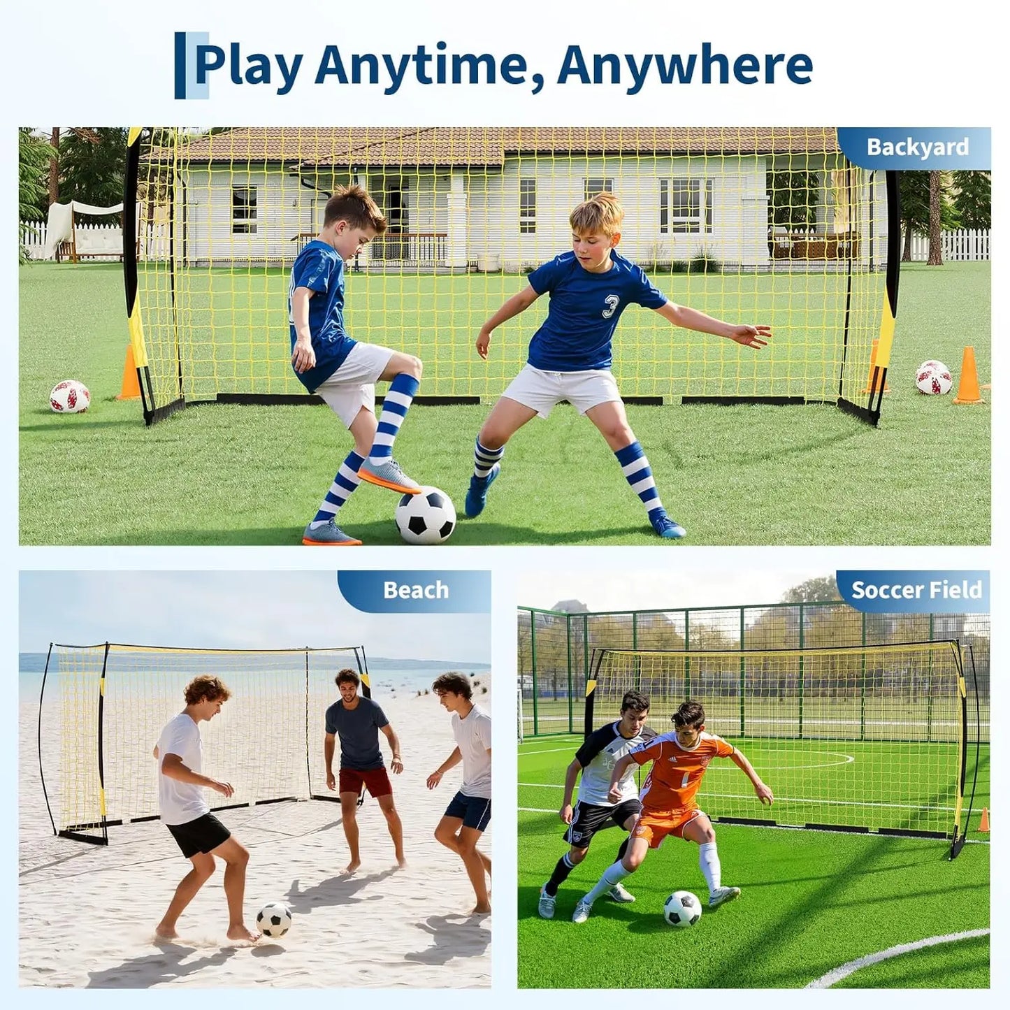 HiMISS Portable Soccer Goal With Metal Frame And Durable Net
