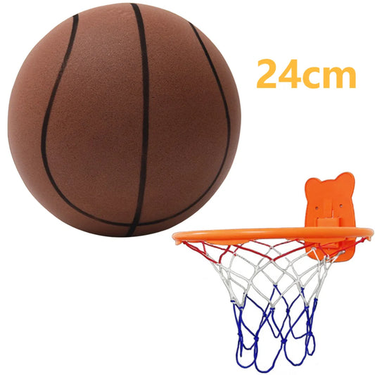 18/24 Cm Basketball with Basketball Hoop Silent Basketball Soft Indoor Quiet Training Ball Lightweight High Density Foam Ball