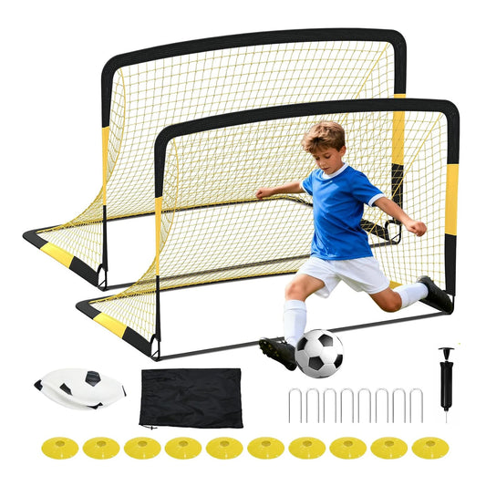 HiMISS 2 Pack Portable Backyard Soccer Goals Training Set