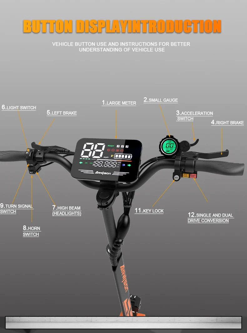 Arwibon 5600W Dual Motor Electric Scooter Top Speed 46MPH