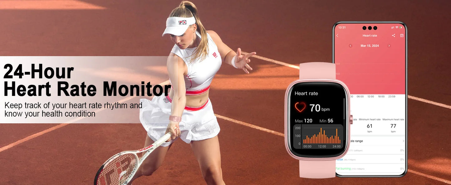 Nerunsa Smart Watch IP68 Waterproof Fitness Tracker