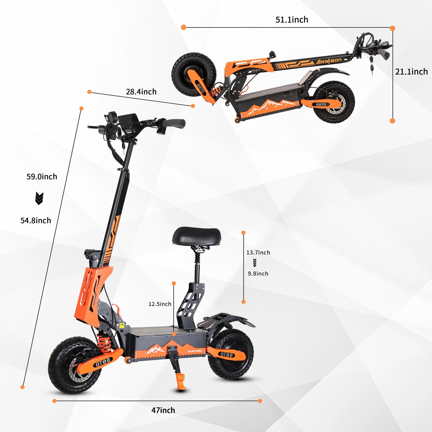 Arwibon 5600W Dual Motor Electric Scooter Top Speed 46MPH