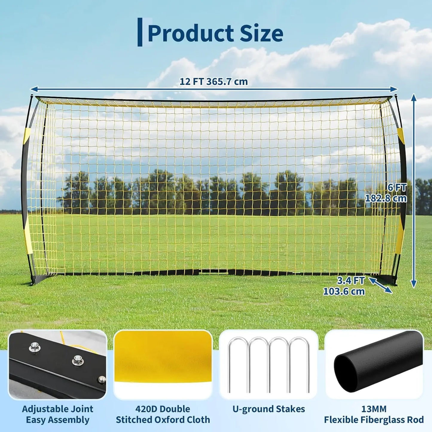 HiMISS Portable Soccer Goal With Metal Frame And Durable Net