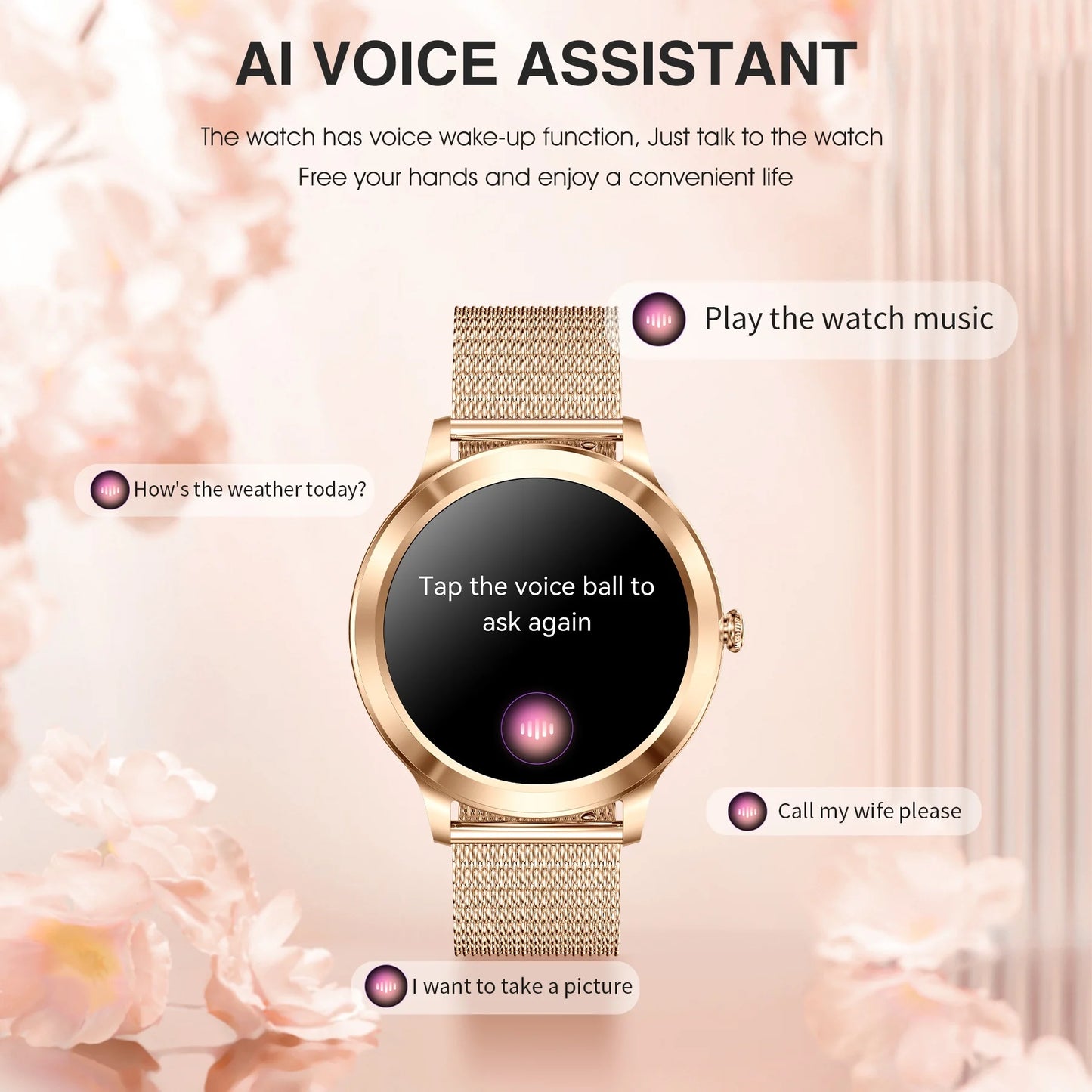 Smart Watch For women - Advanced Fitness Tracker with Wireless Call, Music Time Display, Step Counting, Calories Burned