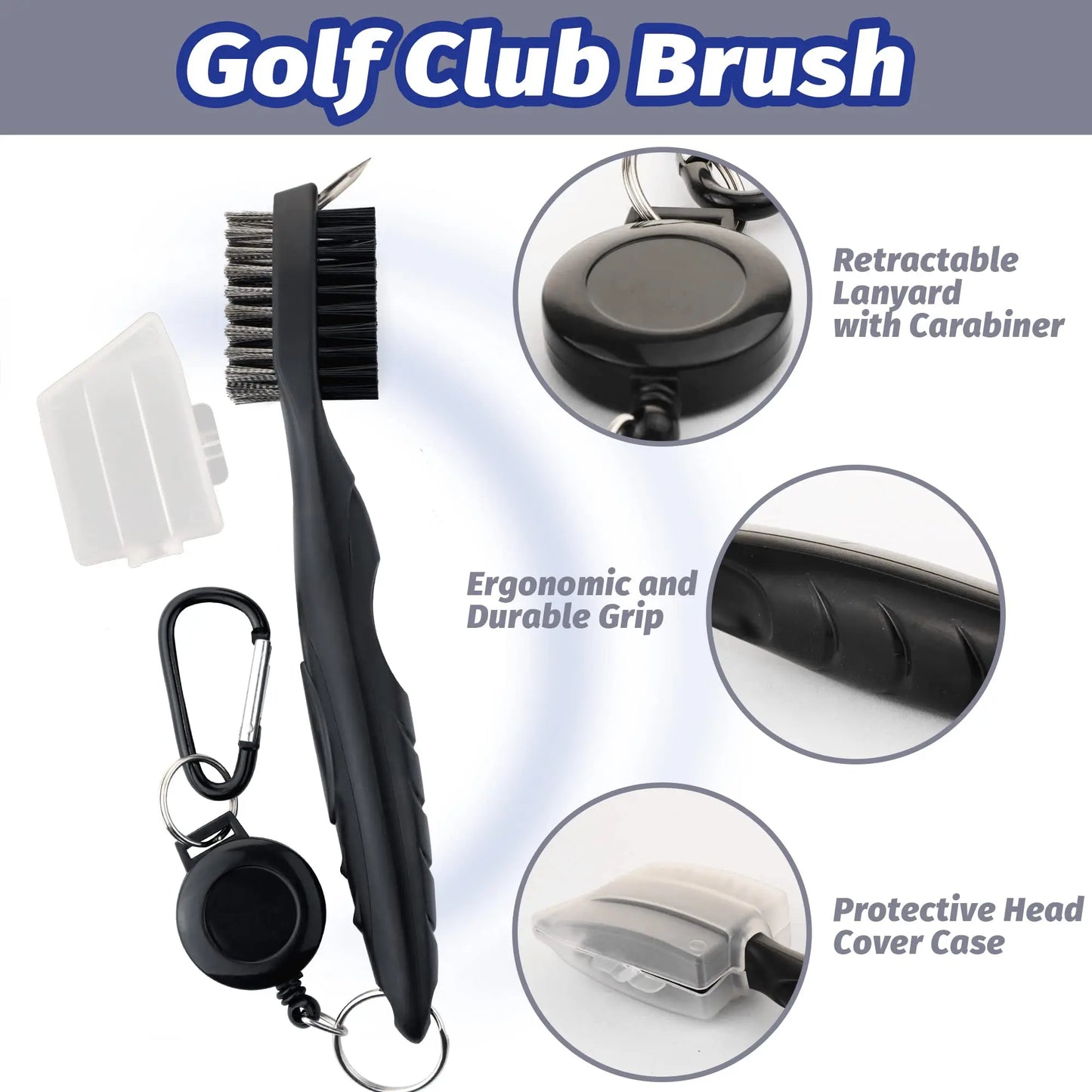 Golf Club Cleaning Kit with Groove Sharpener and Brush Tool