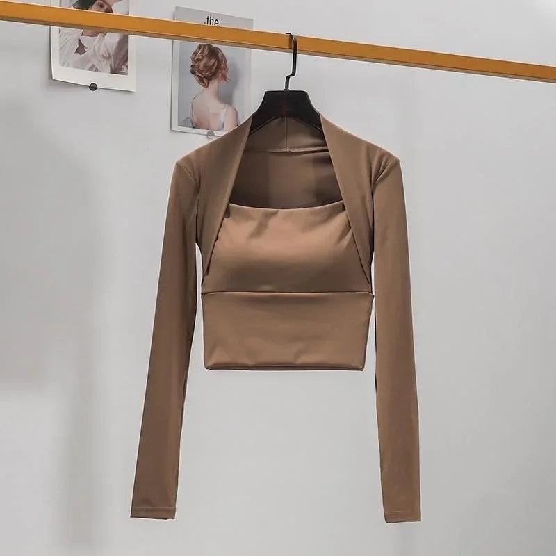 CN Fitness Chest Cushion Top Women Long Sleeve Shirt Yoga